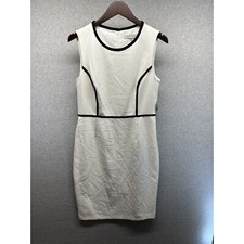Kasper Womens Dress Sheath White Black Size 6 Straight Pencil Sleeveless NWT