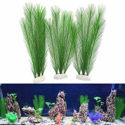 40cm Tall Aquarium Decor Ornament Plastic Plant Green Fish