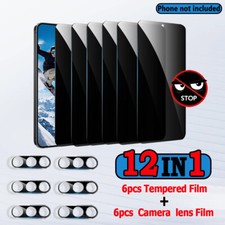 6Pcs Privacy Tempered Film With Lens Film For Samsung Galaxy S24/S24 / S24Ultra