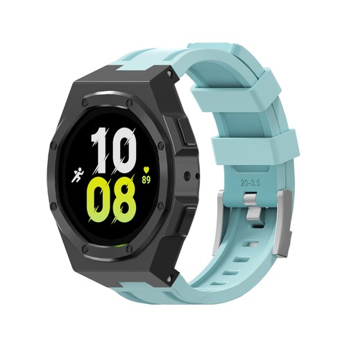 Para Samsung Watch4 Clásico 46mm 4 5 6 40/44mm 5Pro 45mm Caja Acero Banda Goma - Imagen 33 de 37
