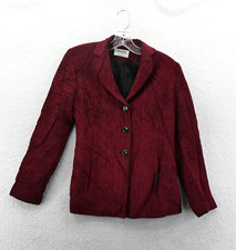 Gianni Blazer Womens Size 2P Red Black Button Up Suit Jacket Work 2 Petites USA