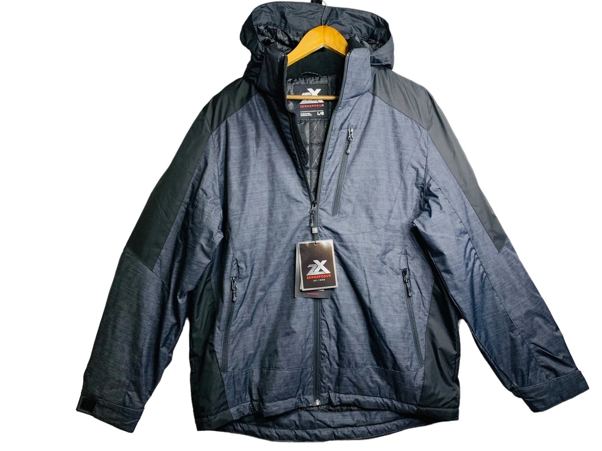 ZeroXposur Men Jacket Size L Gray Revolved Midweight Removable Hood Regular Fit