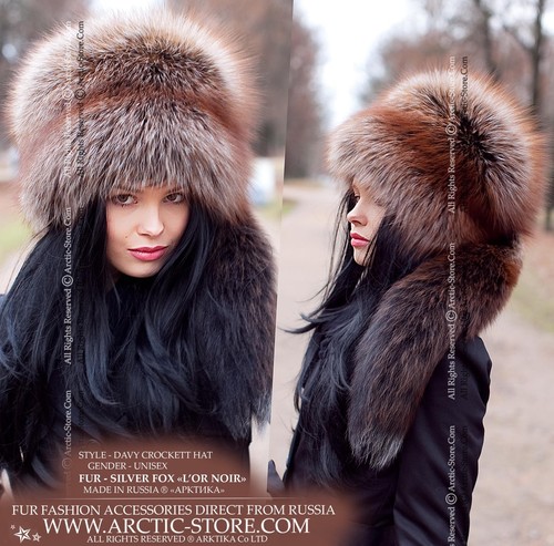 FOX fur hat men women Long tail 