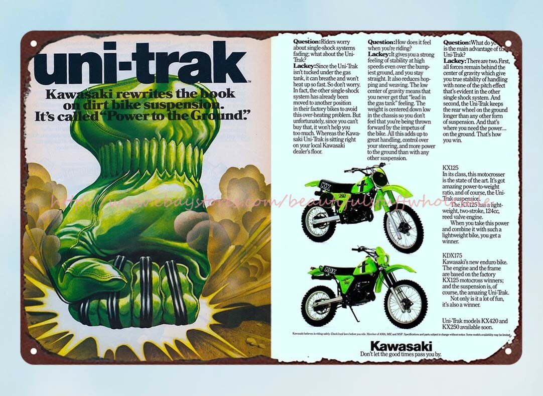 Vintage 1970s Motorcycle Metal Tin Sign - Retro Wall Decor  -image