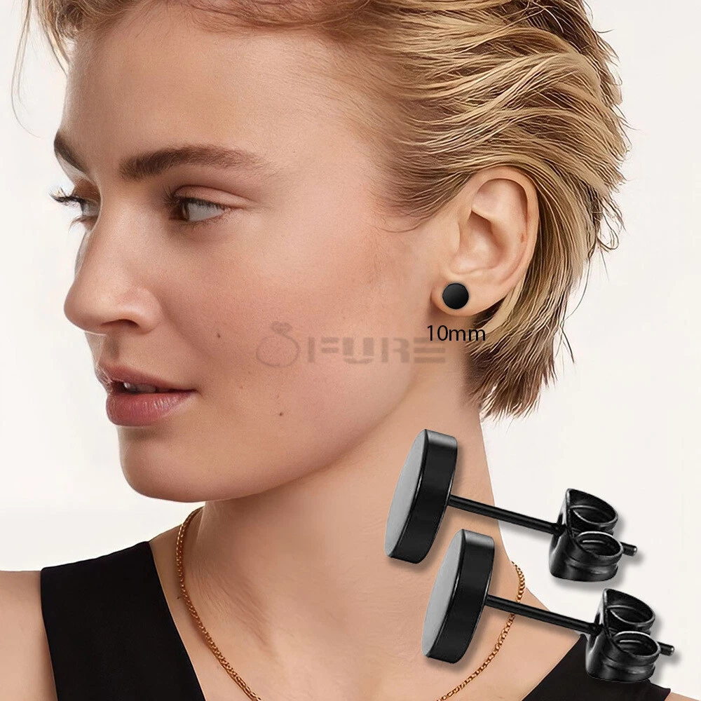 10mm black cheap stud earrings