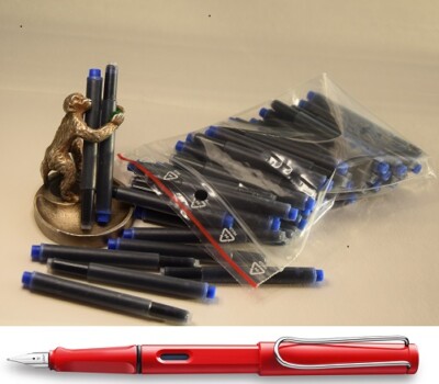 50 LAMY Fountain Pen Ink Cartridges, Refills for LAMY SAFARI in BLUE (new)