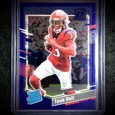 2023 Clearly Donruss Football Tank Dell RC Rated Rookie Blue /99 #85 Color Match