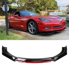 For Chevrolet Corvette Front Bumper Lip Spoiler Splitter Gloss Black Red