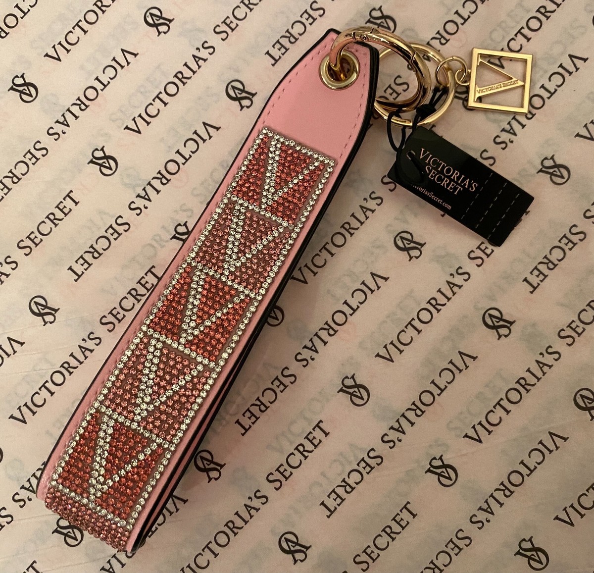 Victoria’s Secret LIMITED EDITION Rhinestone Logo Wristlet Strap Bli