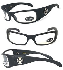 CHOPPERS Biker Men UV400 Sunglasses - Matte Black/ Clear Lens - C11
