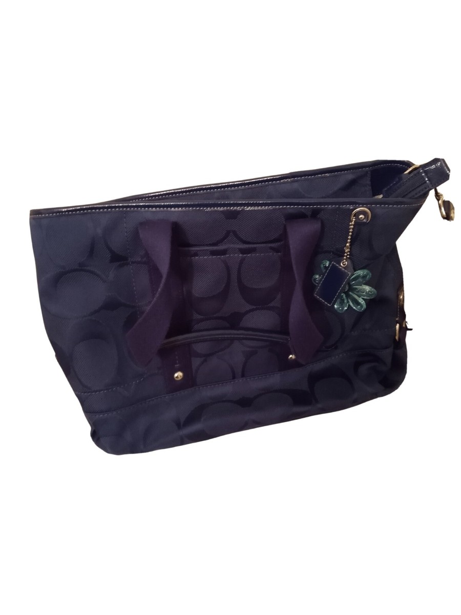 Coach Purse Blue Signature Cotton Coach purse with detachable