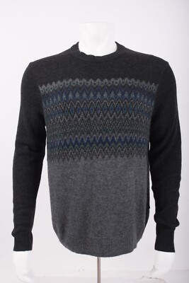 Vineyard Vines Mens Fairisle Sweater Size M Charcoal Gray Wool Crewneck NWT