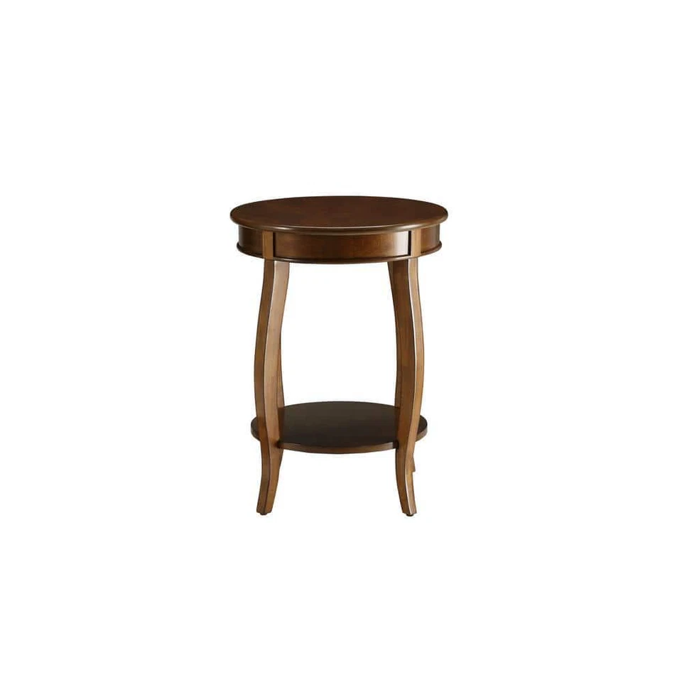 Acme Furniture End Table 18"x18"x24" Walnut Round Wood w/Open Storage Portable - Image 3 of 4