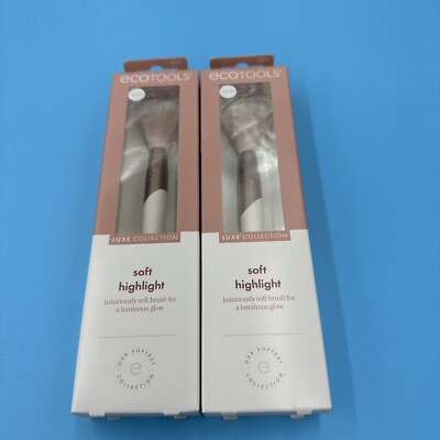 2 EcoTools Luxe Soft Highlighter Makeup Face Powder Makeup Brush, Luminous Glow