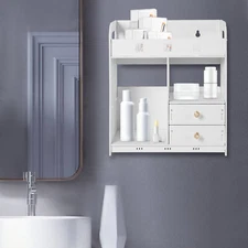 Bathroom Wall Mount Cabinet Storage Shelf Kitchen Organizer with Shelf &2 Drawer