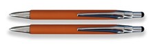 Set Of 2 Orange Ballpoint Pens Black Ink With Stylus Tip New In Box
