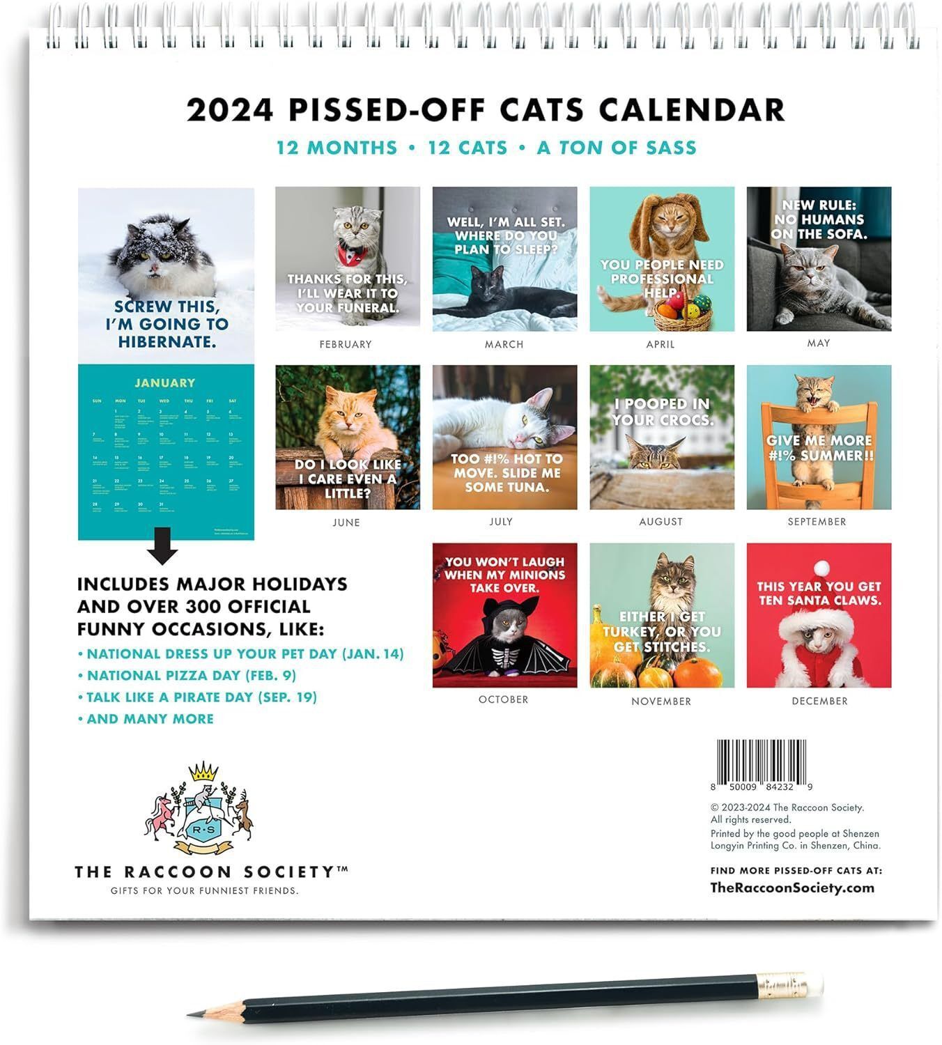 2024 Pissed-Off Cats Calendar / Funny Cat Wall Calendar | eBay