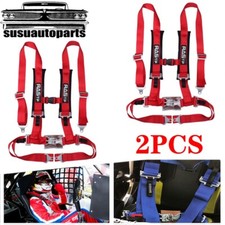 4 Point Harness 2 Seat Belt For Polaris Can-am Kawasaki Red 2 Pack Universal