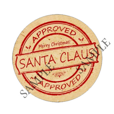 Santa's workshop stickers Christmas Santa Claus approved Parcel Stamp ...