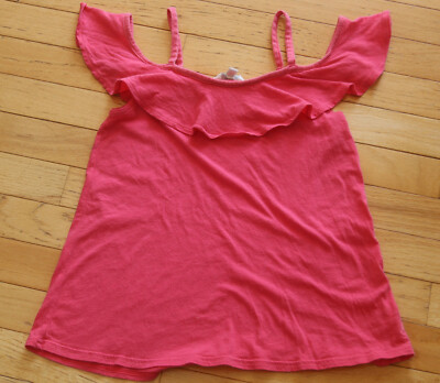 GIRLS * AMERICAN EAGLE * 77 KIDS * RUFFLE COLD SHOULDER TOP / TEE / SHIRT ~ M 10