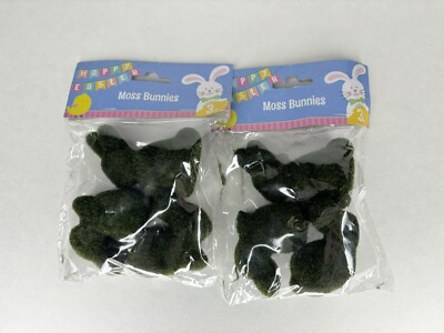 2 pkgs NEW MINI FAUX MOSS EASTER BUNNY RABBITS  