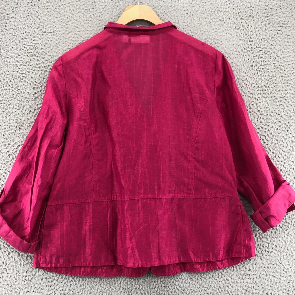 Blazer Chicos Mujer 2 EE. UU. Grande Mikhalia Rosa Caliente Mezcla de Lino Manga 3/4 Oficina Foto 3 de 4