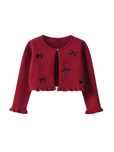 Baby Girl Knit Cardigan Cropped Coat Bowknot One Button Design Party Daily Wear - Picture 26 of 33