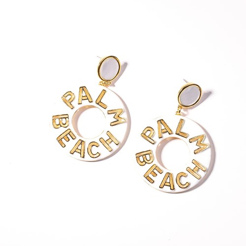 Kenneth Jay Lane, "Palm Beach" Drop Dangle Pierced White Earrings - Picture 4 of 7