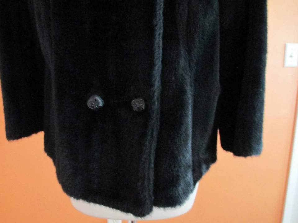 Chaqueta corta de cóctel de piel sintética negra estilo invierno talla L-XL de colección años 50-60  Foto 2 de 4