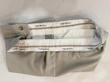 Khaki Oak Hill Waist-Relaxer Pleated Microfiber Pants 48w x30L