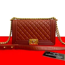 Chanel Kiwami Card No. 25 Boy Coco Lambskin Chain Shoulder Bag Red 41510 r0_1213
