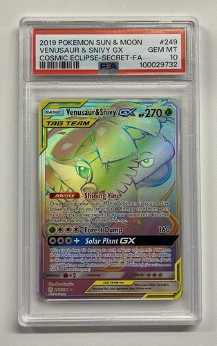 Venusaur & Snivy GX (Secret) 249/236 Sm-Cosmic Eclipse Holo PSA 10