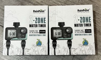 RAINPOINT Water Timer for Garden Hose-2 Zone Sprinkler Timer with Rain Delay NEW