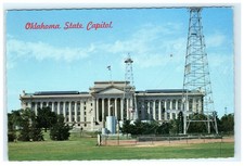 Oklahoma State Capitol Oil Wells Oklahoma City OK Miro-Krome Postcard Vintage