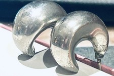 Vintage Mini Chunky Sterling Silver Half Hoop Post Earrings