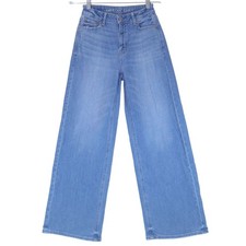 American Eagle Super High Rise Baggy Wide Leg Jeans 000 Medium Wash Stretch Y2K