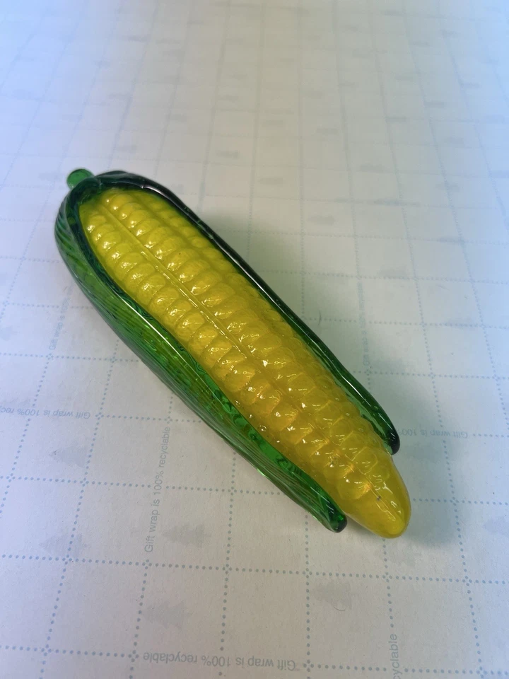 VIDRIO DE ARTE SOPLADO A MANO VINTAGE MAÍZ EN LA MAZORCA ESTILO MURANO VEGETAL Foto 2 de 4