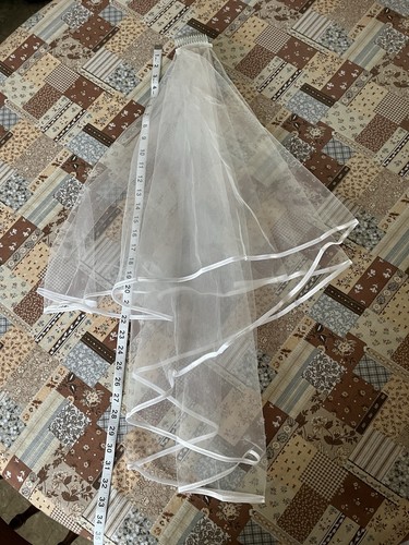 Wedding Veil White Comb Bridal Bachelorette Bride Ribbon Toole Hair Accessories