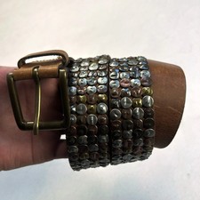 Vintage Leather Studded Belt Wide Rivet Punk Rock Biker Heavy Metal Waist Belt
