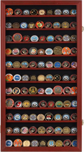 Large Military Challenge Coin Display Case Wall Mount Cabinet Poker Chips Holder - Picture 2 of 5