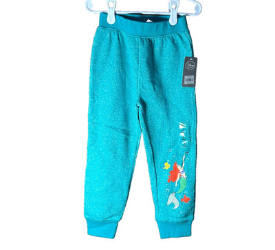 Disney Princess Ariel Girls Fleece Sweat Pants Green Size 4 New