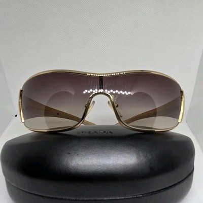 PRADA SPR 53H Shield Sunglasses Gold Brown Gradient Oversized