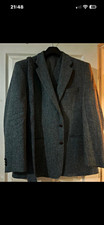 Harris Tweed Men’s 3 Piece jacket, waistcoat and tie green/Grey Tweed Suit 44”R