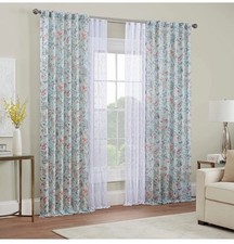 Waverly Porch Pavillion Floral Rod Pocket/Back Tab Window Curtain 50x84 Pair