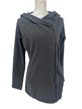 The North Face Women  s Hooded Jacket Large Gray Asymmetrical Zip Thumb Holes