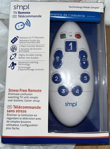SMPL TV Universal Fernbedienung einfach einfach zu bedienen & große Tasten zu sehen neu geöffnete Verpackung