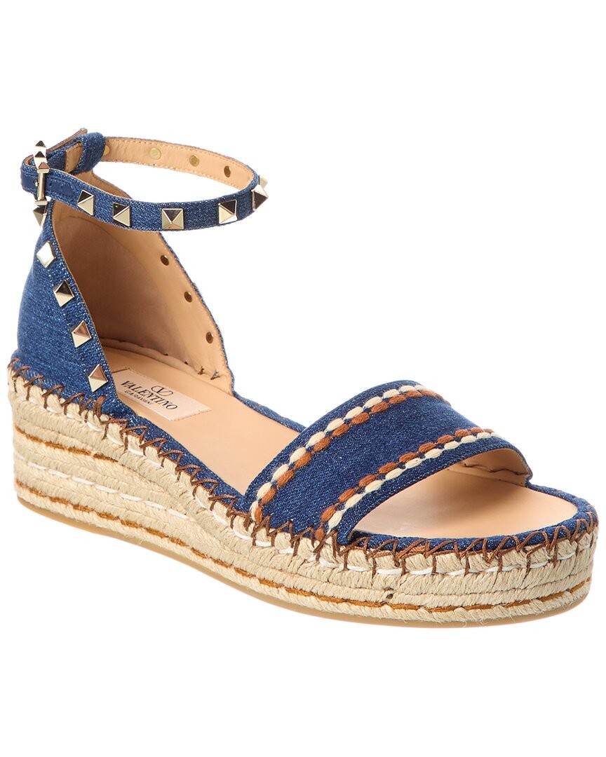 Valentino Vlogo 55 Denim Espadrille Women's Blue 38