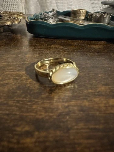 Vintage Gold Plated Victorian Style Ring Size 10 Pearl