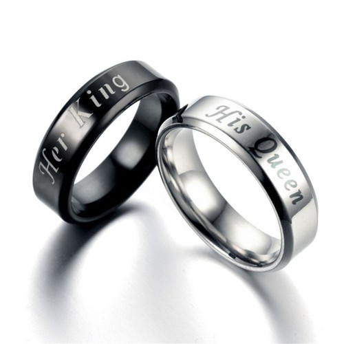 12 # Paar Ring Her King His Queen Ringe Edelstahl - Bild 9 von 11