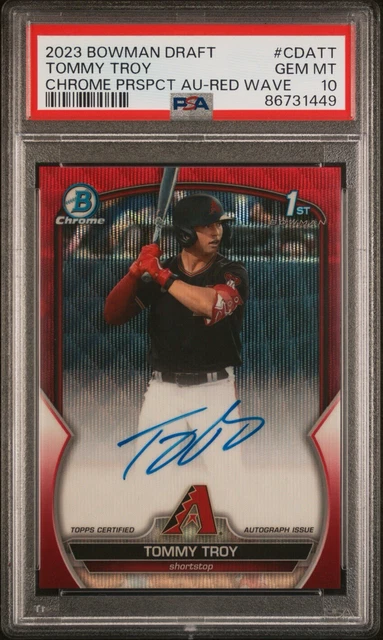 2023 Bowman Draft Tommy Troy Red Wave 1st Auto SSP /5 PSA 10🔥 Diamondbacks